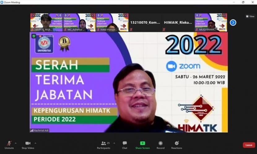 HIMATK Universitas BSI melangsungkan pelantikan pengurus dan sertijab secara online pada Sabtu (26/3/2022).