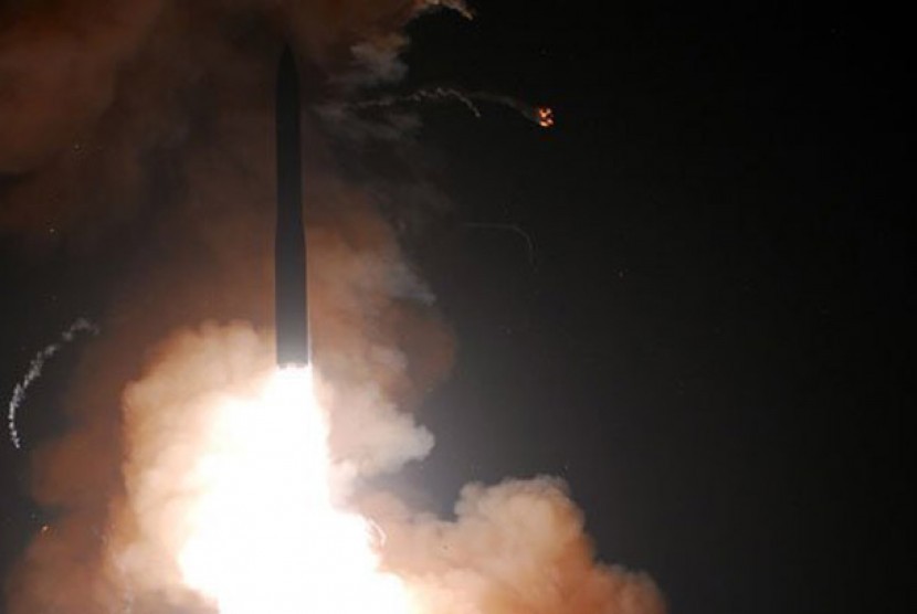 Misil balistik Minuteman III. ilustrasi. Militer Amerika Serikat (AS) telah membatalkan uji coba rudal balistik antarbenua (ICBM) Minuteman III.