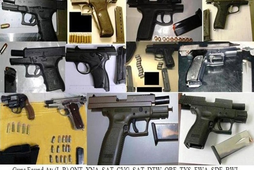 Ilustrasi berbagai jenis senjata api. Lonjakan permohonan lisensi di Israel belum pernah terjadi sebelumnya