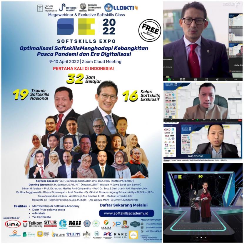 Soft skills Expo 2022 event pertama kali di Indonesia, sukses memecahkan rekor. Yakni, dengan menghadirkan 19 trainer softskills nasional dalam Megawebinar & Exclusive Soft skills Class selama dua hari berturut-turut, Sabtu-Ahad(9-10/4/2022).