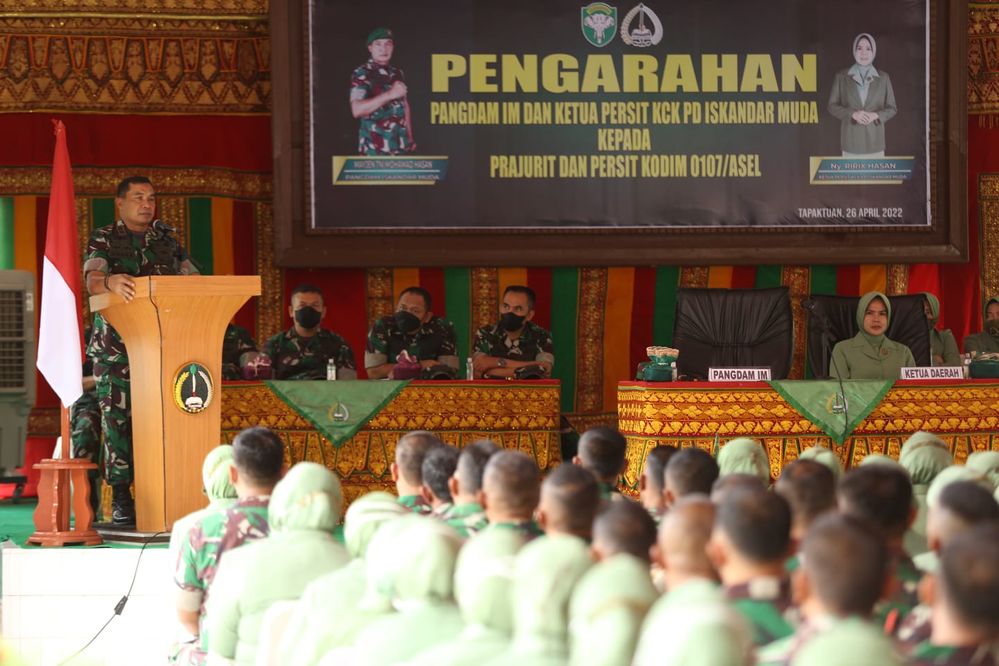 Kunjungi Kodim 0107/Asel, Pangdam IM Sapa Prajurit dan Keluarga