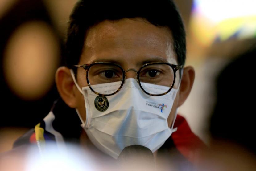 Menteri Pariwisata dan Ekonomi Kreatif (Menparekraf) Sandiaga Salahuddin Uno. mengapresiasi keberadaan puluhan posko mudik yang didirikan hasil kolaborasi pemerintah dan swasta