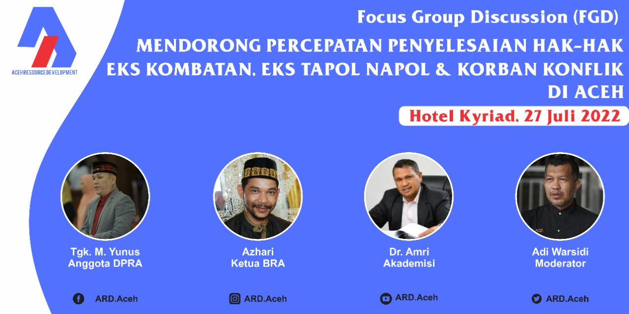 Bahas Penyelesaian Hak Eks Kombatan, ARD Bakal Gelar FGD Rabu Mendatang