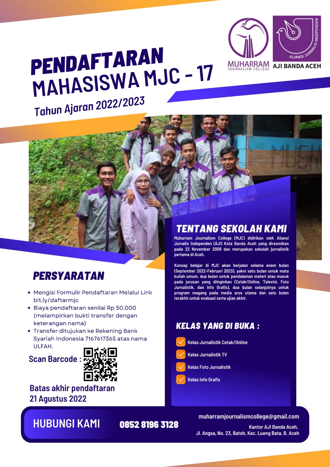 Sekolah MJC AJI Banda Aceh Kembali Buka Penerimaan Mahasiswa Baru