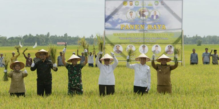 Pj Gubernur Aceh Bersama Wamentan Panen Raya di Abdya