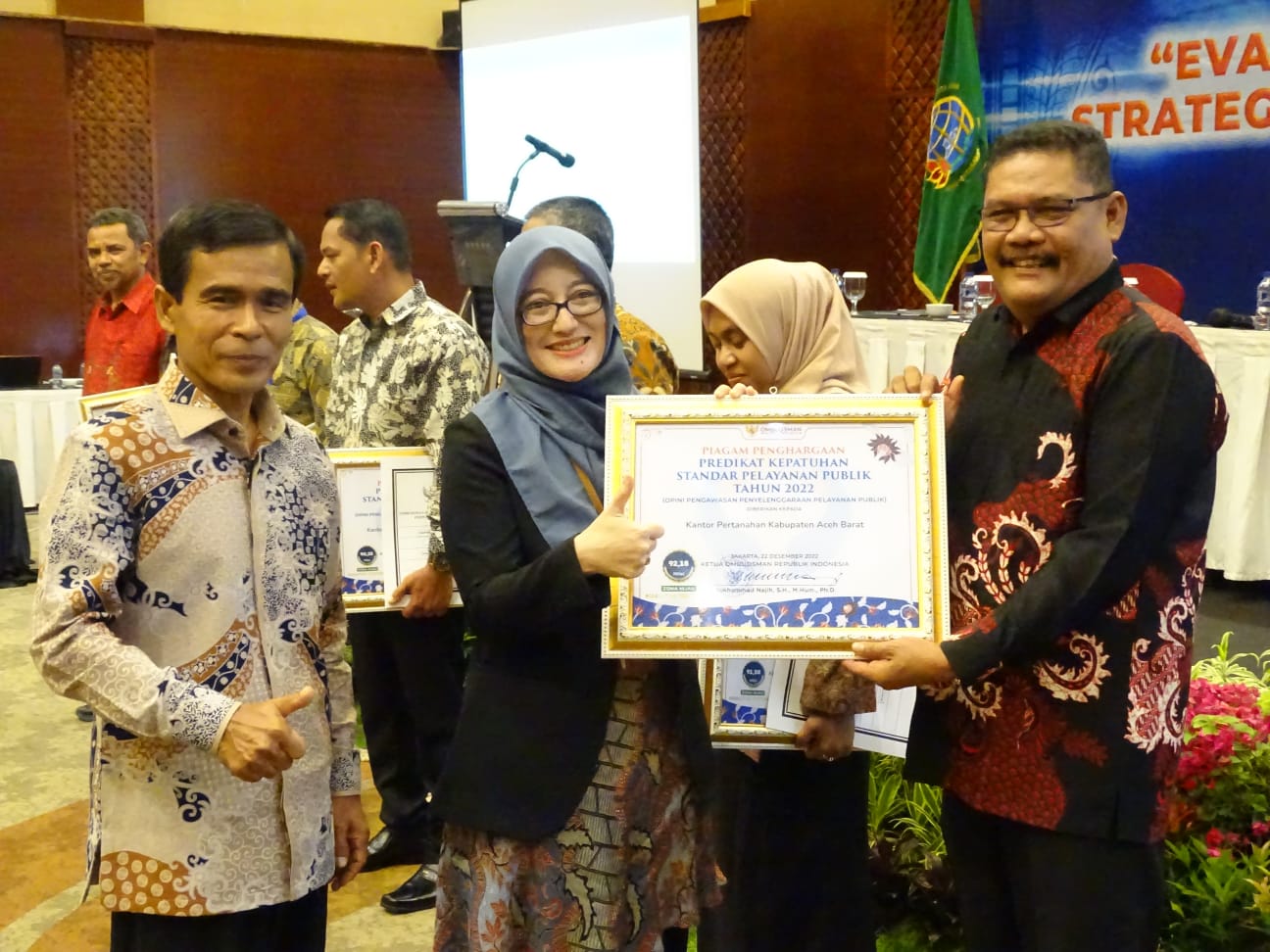 Kantor Pertanahan Aceh Tengah dapat Penghargaan Zona Kuning dari Ombudsman Aceh