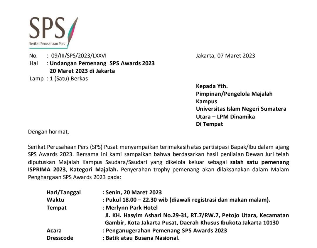 LPM Dinamika Masuk Daftar Pemenang Penghargaan Isprima 2023