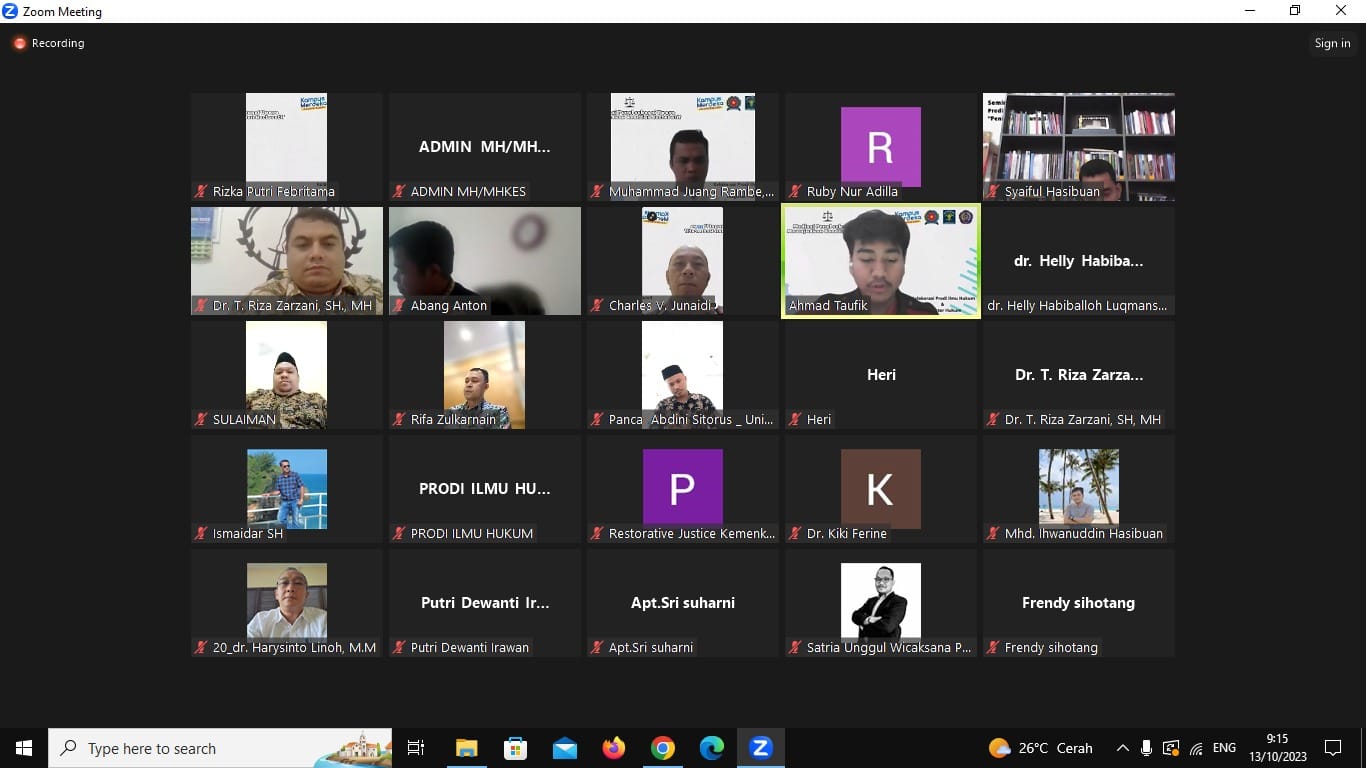 Prodi Magister Hukum UNPAB Gelar Webincang Bahas Mediasi Penal di Indonesia