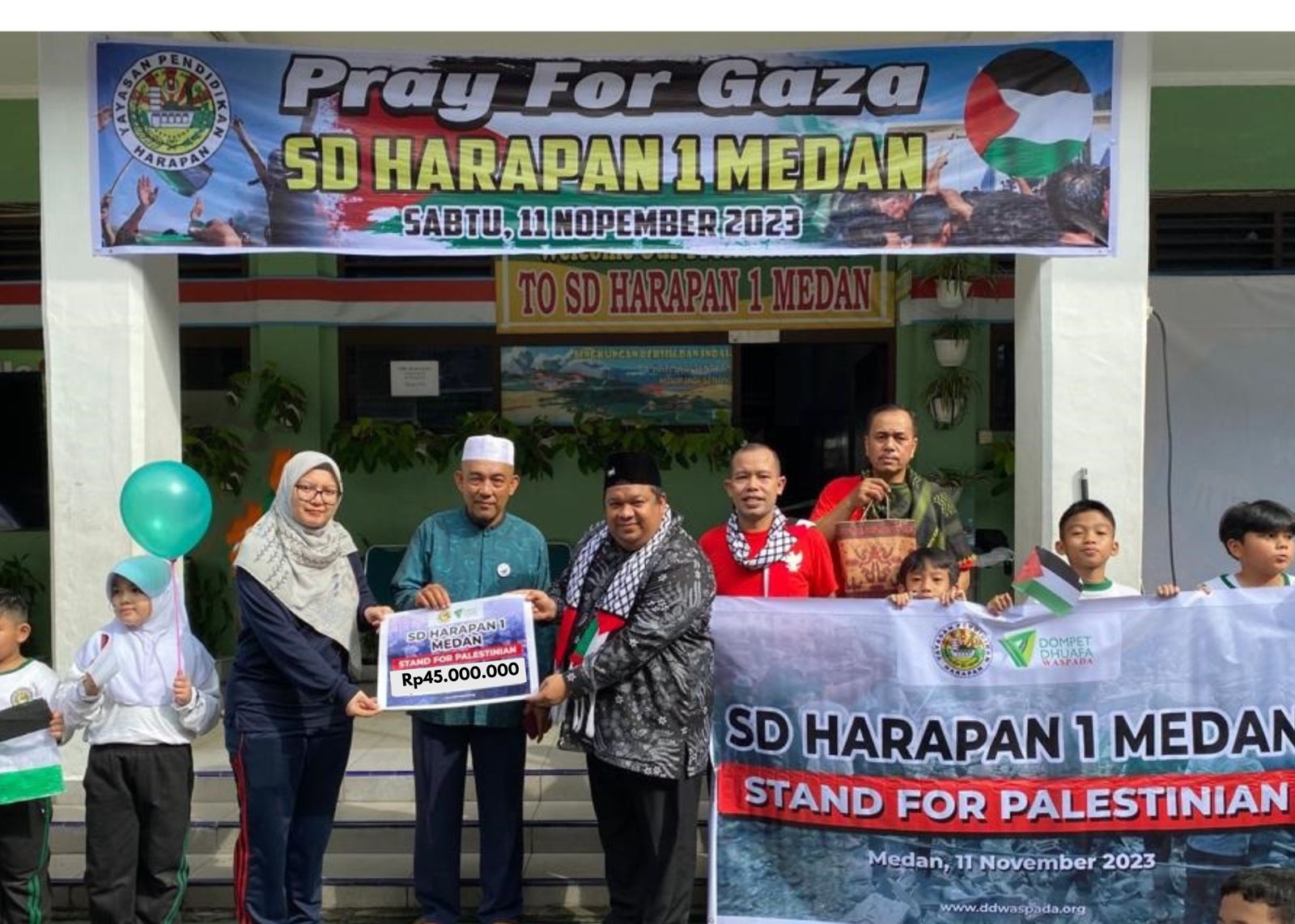 SD Harapan 1 Medan Donasi Untuk Palestina Rp45 Juta Melalui DD Waspada