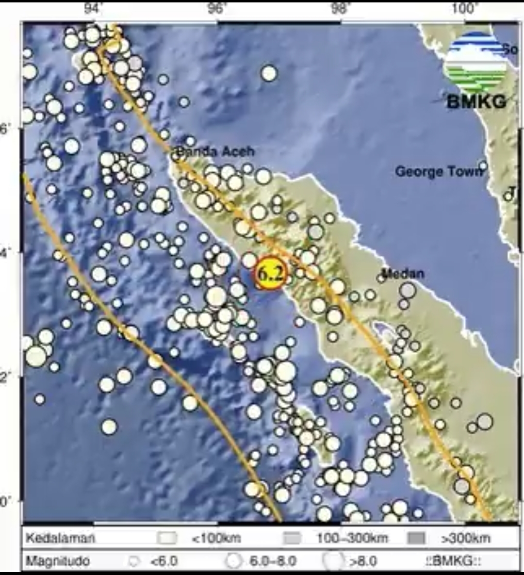 Gempa M 6,2 SR Guncang Abdya, Getaran Dirasakan Hingga Sumut