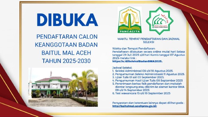 Pendaftaran Calon Anggota Badan BMA 2025-2030 Dibuka, Cek Disini!