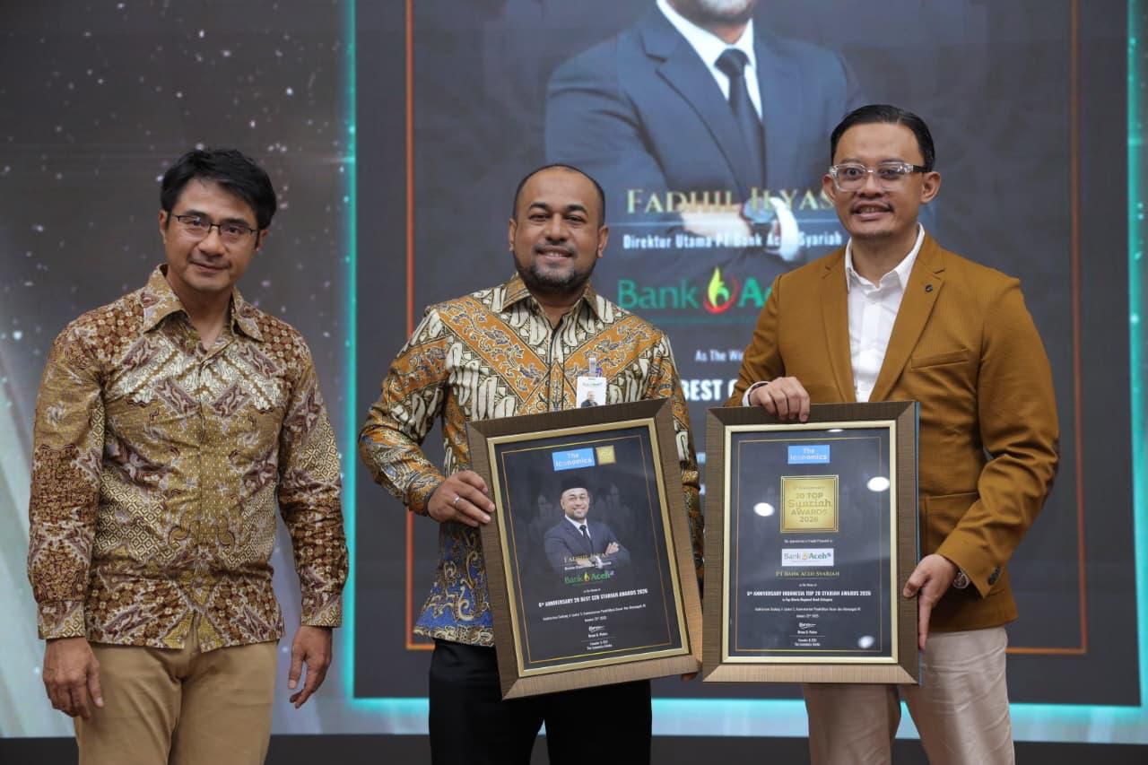 Bank Aceh Raih Penghargaan di Indonesia 20 Syariah Awards 2026, Fadhil Ilyas Dinobatkan sebagai Best CEO Syariah