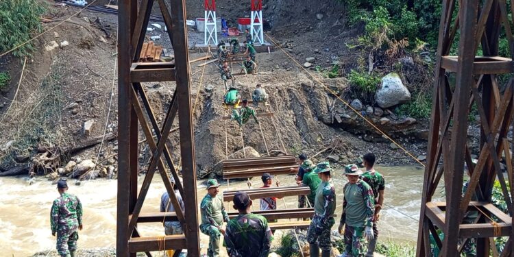 TNI Kebut Pembangunan Jembatan Gantung Burni Bius, Akses Warga Aceh Tengah Segera Terhubung