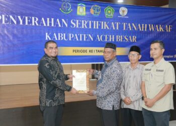 20 Nazir Terima Sertifikat Tanah Wakaf, Kemenag Aceh Besar: Wajib Produktif